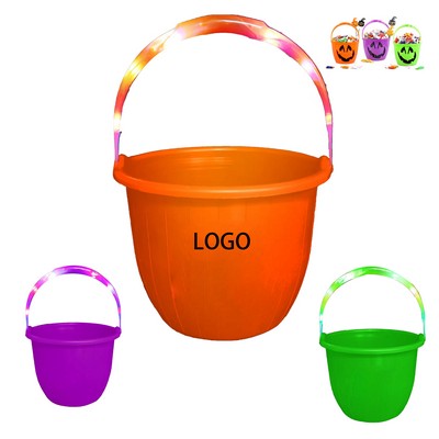 Halloween Plastic Pumpkin Buckets with RGB LED Flashing Light
